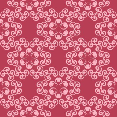 Kırmızı zemin üzerine çiçek süsleme. Tekstil ve duvar kağıtları için seamless modeli