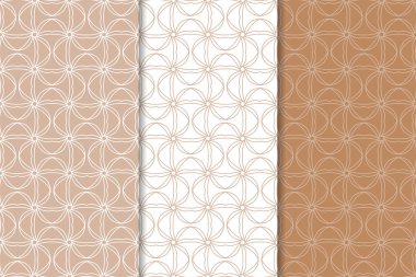 Kahverengi ve beyaz geometrik süsler. Web, Tekstil ve duvar kağıtları için dikişsiz desen seti
