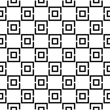 Beyaz arka planda siyah geometrik süsleme. Web, Tekstil ve duvar kağıtları için seamless modeli