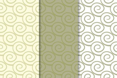 Zeytin yeşili ve beyaz geometrik süsler. Web, Tekstil ve duvar kağıtları için dikey Dikişsiz desen seti