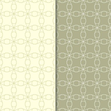 Zeytin yeşili geometrik süsler. Web, Tekstil ve duvar kağıtları için dikişsiz desen seti