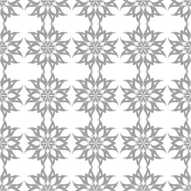 Beyaz ve gri çiçek süsleme. Tekstil ve duvar kağıtları için seamless modeli