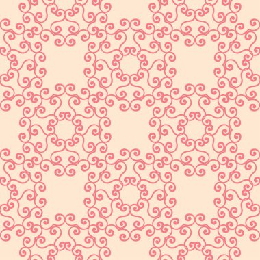 Bej renkli arka plan üzerinde kırmızı çiçekler. Tekstil ve duvar kağıtları için süs seamless modeli