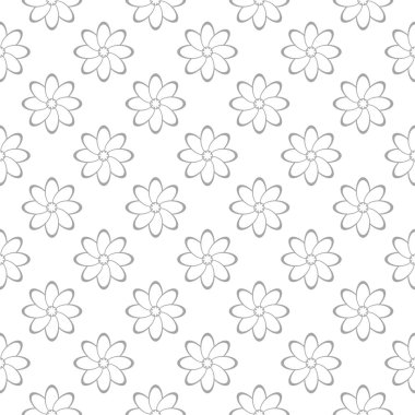 Beyaz arka plan üzerine açık gri çiçek süsleme. Tekstil ve duvar kağıtları için seamless modeli