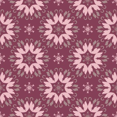 Çiçek seamless modeli. Mor kırmızı arka plan duvar kağıtları, Tekstil ve kumaş çiçek tasarım öğeleri ile