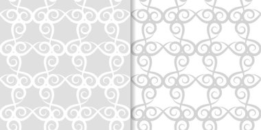 Işık gri çiçek süsler. Tekstil ve duvar kağıtları için dikişsiz desen seti