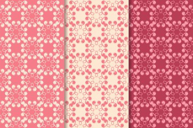 Kiraz kırmızı çiçek desenleri kümesi. Dikey Dikişsiz desen. Duvar kağıdı arka plan