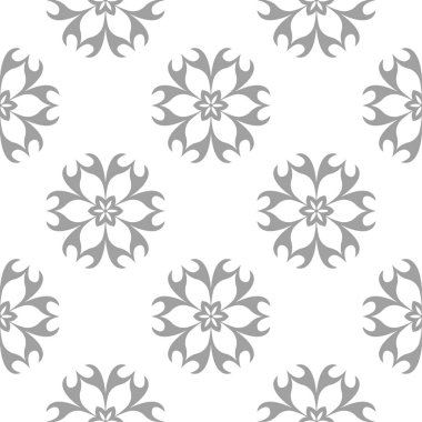 Beyaz ve gri çiçek süsleme. Tekstil ve duvar kağıtları için seamless modeli