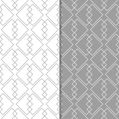 Gri ve beyaz geometrik süsler. Web, Tekstil ve duvar kağıtları için dikişsiz desen seti