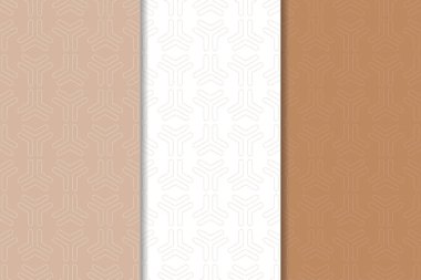 Web, Tekstil ve duvar kağıtları için geometrik Dikişsiz desen kahverengi ve beyaz set
