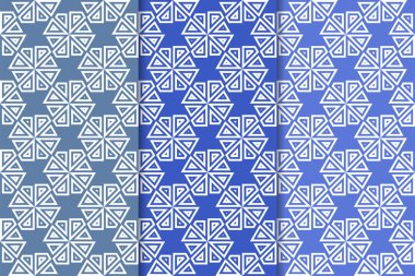Mavi geometrik süsler. Web, Tekstil ve duvar kağıtları için dikey Dikişsiz desen seti