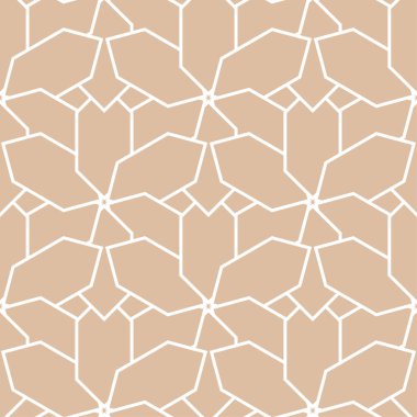 Geometrik süsleme. Bej ve beyaz seamless modeli web, Tekstil ve duvar kağıtları için