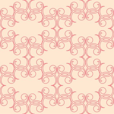 Bej renkli arka plan üzerinde kırmızı çiçekli süs. Tekstil ve duvar kağıtları için seamless modeli