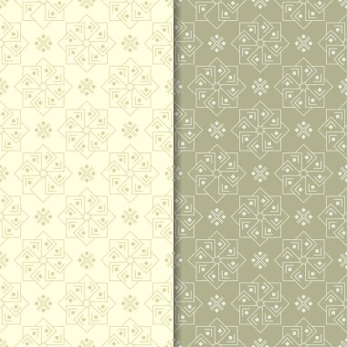 Zeytin yeşili çiçek arka planlar. Tekstil ve duvar kağıtları için dikişsiz desen seti