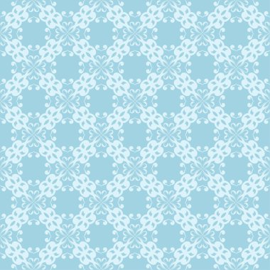 Mavi zemin üzerine beyaz çiçek desenli. Tekstil ve duvar kağıtları için sorunsuz süsleme