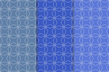 Web, Tekstil ve duvar kağıtları için geometrik Dikişsiz desen mavi seti