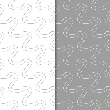 Gri ve beyaz geometrik parmak izi. Web, Tekstil ve duvar kağıtları için dikişsiz desen seti