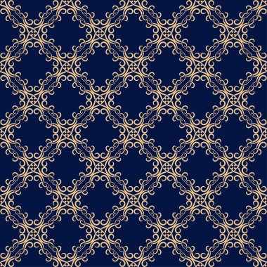 Tekstil, kumaş veya duvar kağıtları için soyut seamless modeli. Altın mavi arka plan