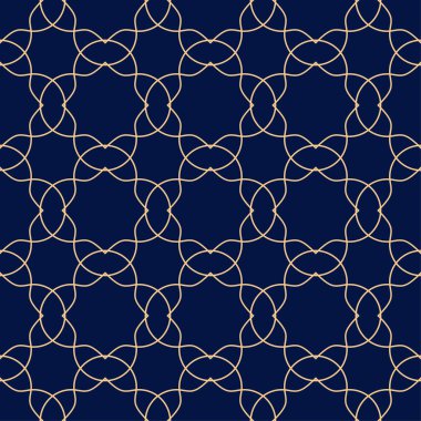 Altın mavi geometrik süsleme. Web, Tekstil ve duvar kağıtları için seamless modeli