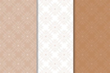 Kahverengi çiçek süsler. Dikey Dikişsiz desen seti