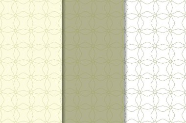 Zeytin yeşili ve web, Tekstil ve duvar kağıtları için geometrik Dikişsiz desen beyaz set