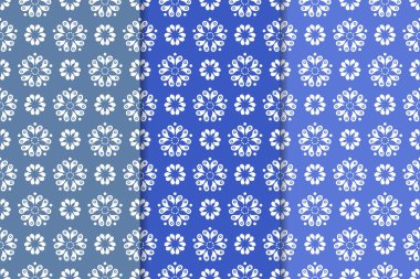 Çiçek süsler kümesi. Mavi dikey Dikişsiz desen. Duvar kağıdı arka plan