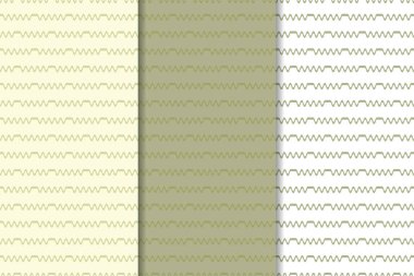 Zeytin yeşili ve beyaz geometrik süsler. Web, Tekstil ve duvar kağıtları için dikey Dikişsiz desen seti