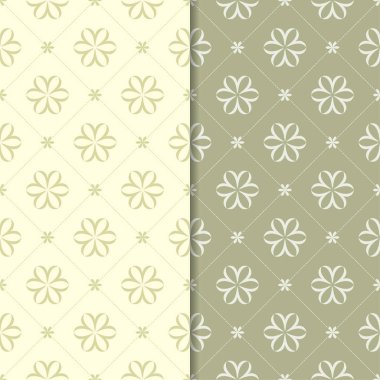 Zeytin yeşili çiçek arka planlar. Tekstil ve duvar kağıtları için dikişsiz desen seti