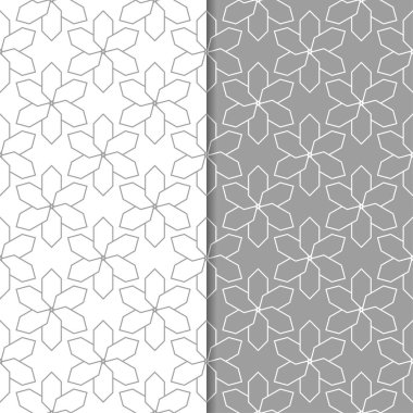 Geometrik süsler kümesi. Gri ve beyaz Dikişsiz desen web, Tekstil ve duvar kağıtları için