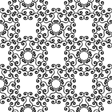 Beyaz arka planda siyah çiçekler. Tekstil ve duvar kağıtları için seamless modeli