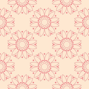 Bej renkli arka plan üzerinde kırmızı çiçek tasarım. Tekstil ve duvar kağıtları için seamless modeli