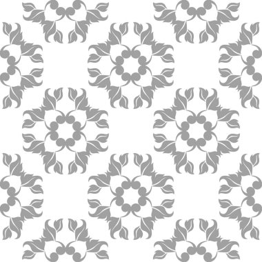 Beyaz ve gri çiçek süsleme. Tekstil ve duvar kağıtları için seamless modeli