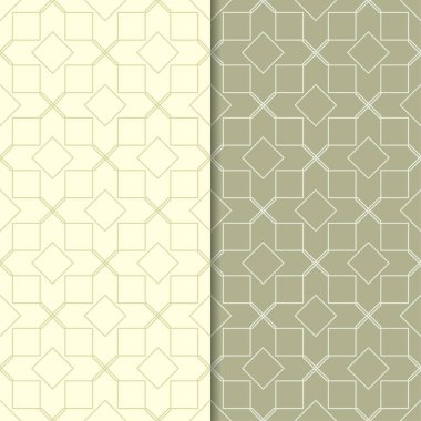 Zeytin yeşili geometrik süsler. Web, Tekstil ve duvar kağıtları için dikişsiz desen seti