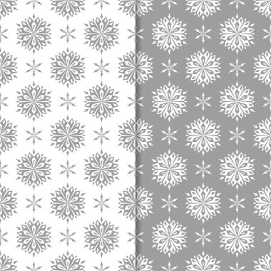 Beyaz ve gri çiçek arka planlar. Tekstil ve duvar kağıtları için dikişsiz desen seti