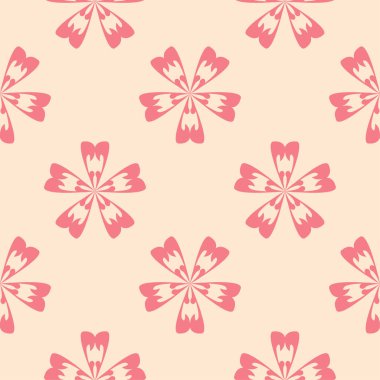 Bej renkli arka plan üzerinde kırmızı çiçekli süs. Tekstil ve duvar kağıtları için seamless modeli