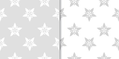 Işık gri çiçek süs tasarımlar. Tekstil ve duvar kağıtları için dikişsiz desen seti