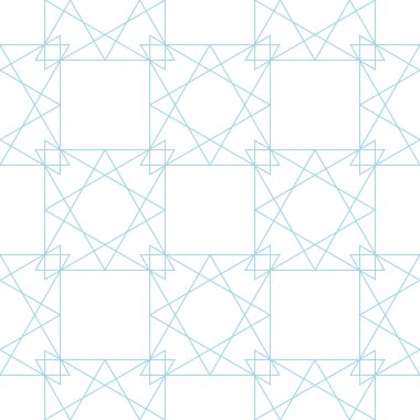 Geometrik süsleme. Beyaz ve mavi seamless modeli