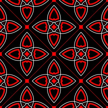 Geometrik seamless modeli. Siyah kırmızı beyaz bir arka plan duvar kağıtları, Tekstil ve kumaş için