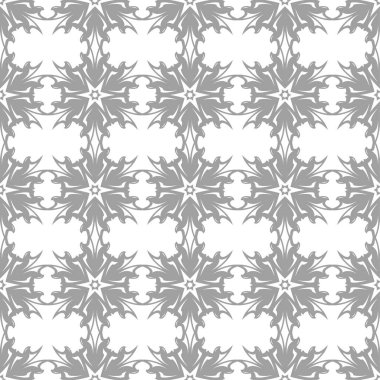 Beyaz arka plan üzerine açık gri çiçek süsleme. Tekstil ve duvar kağıtları için seamless modeli