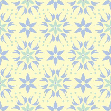 Bej renkli çiçek seamless modeli. Arka plan duvar kağıtları, Tekstil ve kumaş için mavi ve yeşil ışık çiçek öğeleri ile