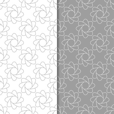 Beyaz ve gri çiçek arka planlar. Tekstil ve duvar kağıtları için dikişsiz desen seti