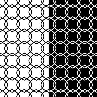 Siyah ve beyaz geometrik süsler. Web, Tekstil ve duvar kağıtları için dikişsiz desen seti