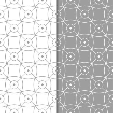 Gri ve beyaz geometrik süsler. Web, Tekstil ve duvar kağıtları için dikişsiz desen seti