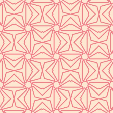 Kırmızı ve bej geometrik süsleme. Web, Tekstil ve duvar kağıtları için seamless modeli