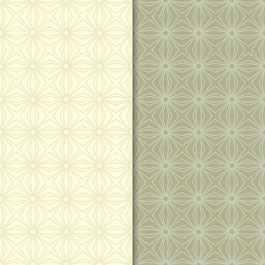 Zeytin yeşili geometrik süsler. Web, Tekstil ve duvar kağıtları için dikişsiz desen seti