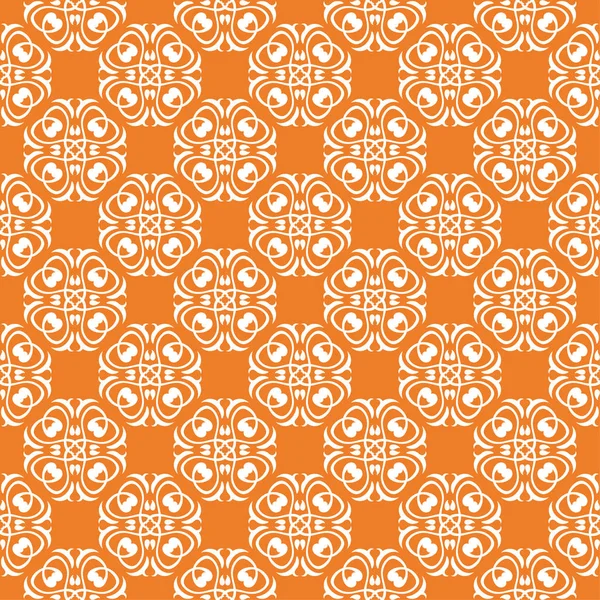 Turuncu zemin üzerine beyaz çiçek süsleme. Tekstil ve duvar kağıtları için seamless modeli