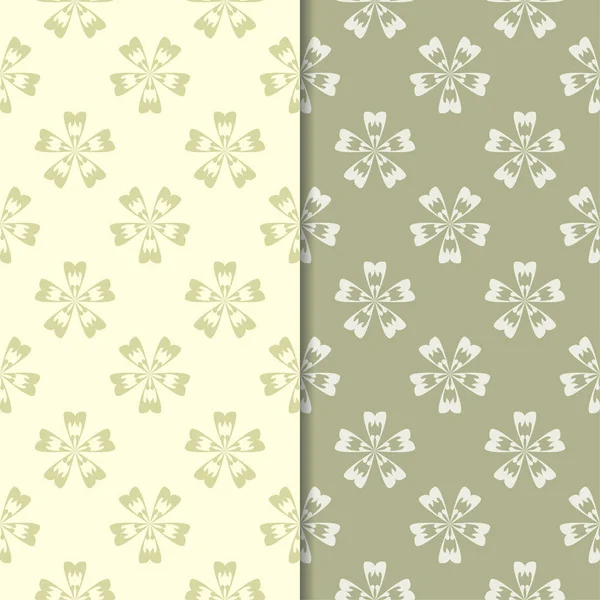 Zeytin yeşili çiçek arka planlar. Tekstil ve duvar kağıtları için dikişsiz desen seti