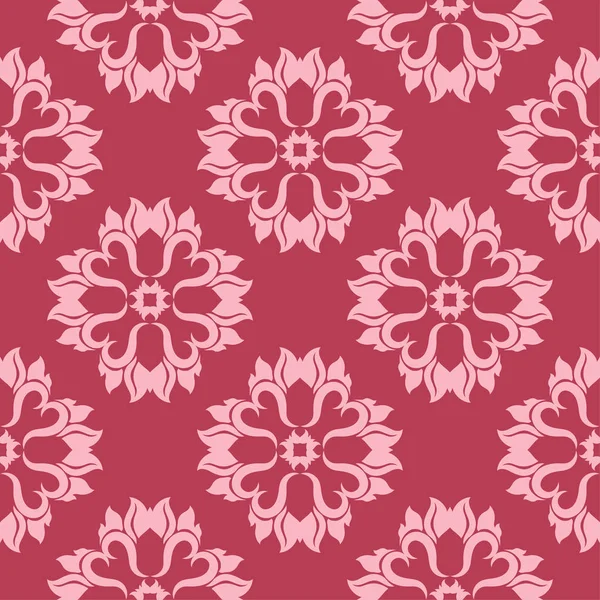 Kırmızı zemin üzerine çiçek süsleme. Tekstil ve duvar kağıtları için seamless modeli