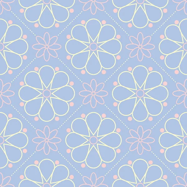 Çiçek mavi seamless modeli. Bej ve pembe öğeler için duvar kağıtları, Tekstil ve kumaş renkli arka plan