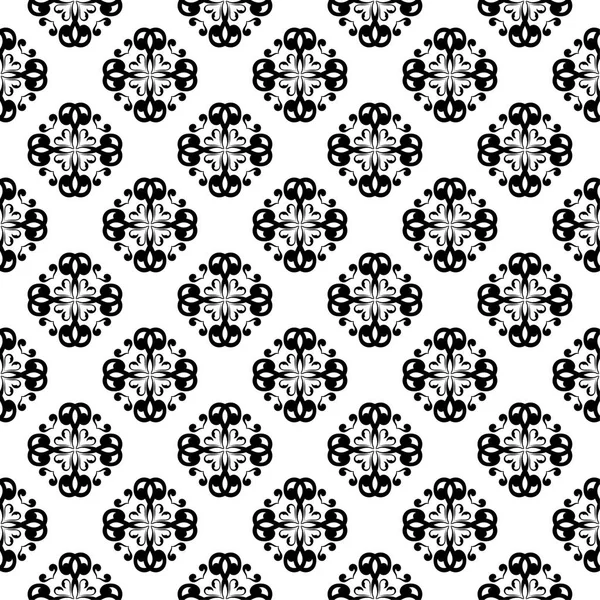 Zwarte Bloemen Ornament Witte Achtergrond Naadloze Patroon Voor Textiel Wallpapers — Stockvector